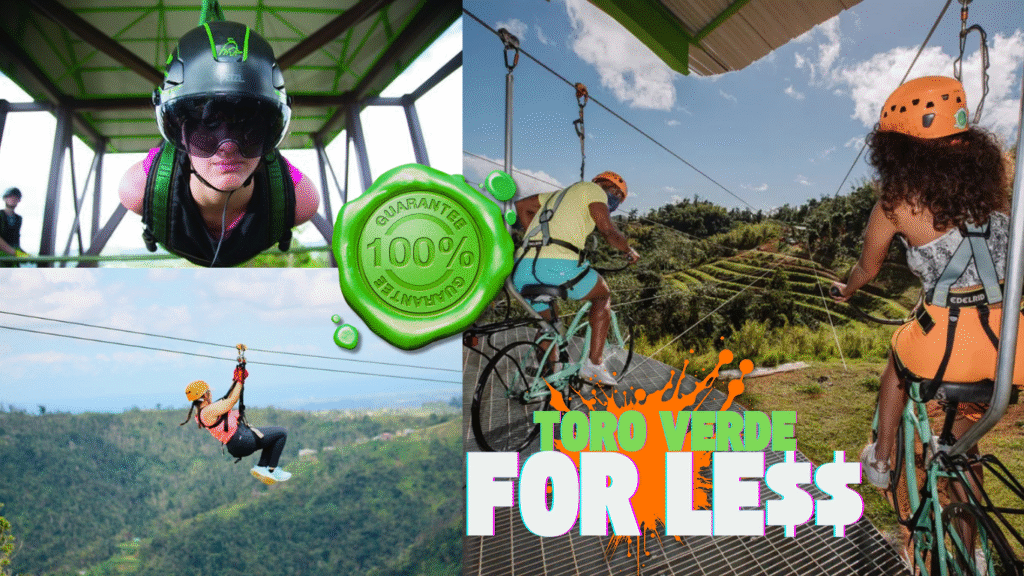 Puerto Rico Zipline Deals 2025 – Rider on zipline at Toro Verde Adventure Park